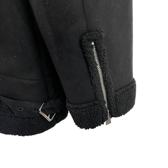 Ann Taylor LOFT Black Faux Suede Aviator Jacket Sz Large NWT - Picture 6 of 11